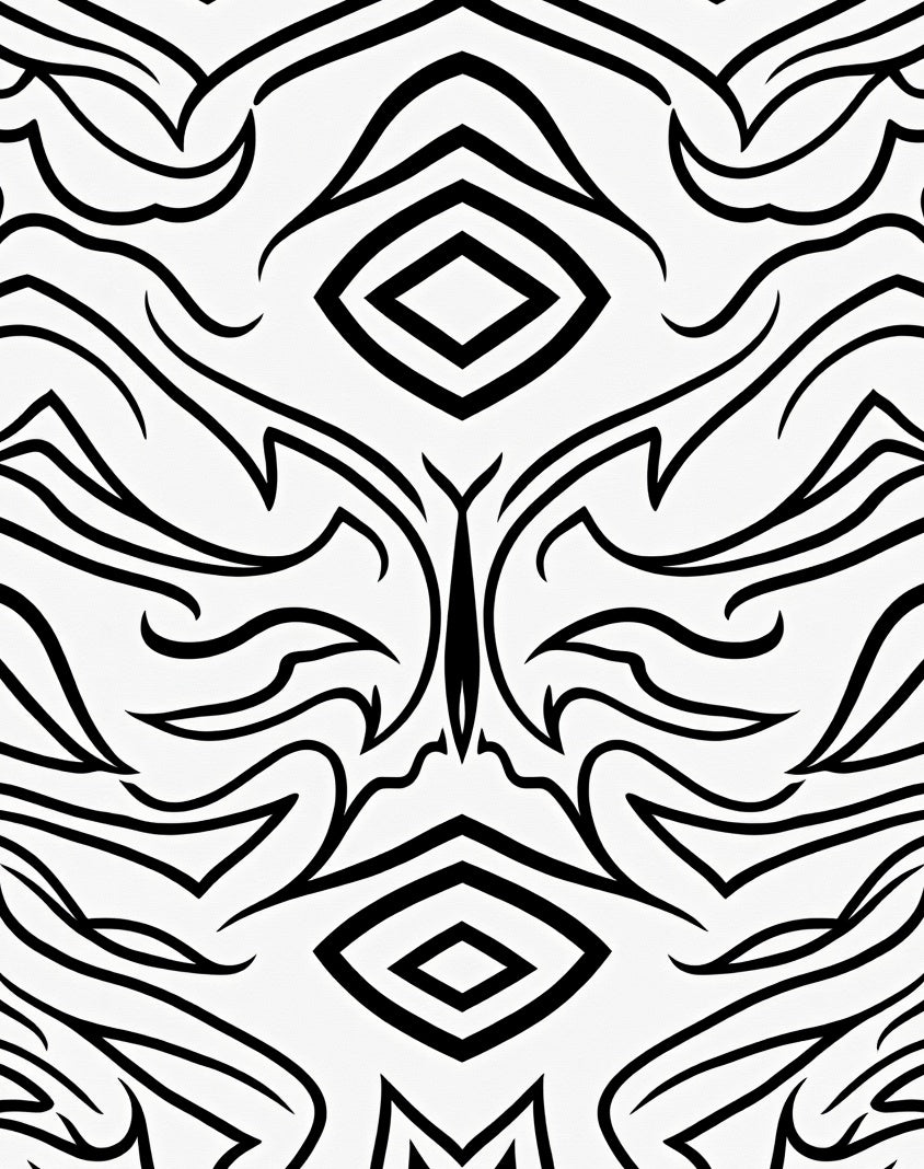 Bold Black Tribal Diamond Abstract Rug