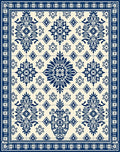 Classic Blue White Floral Medallion Tile Rug