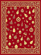 Crimson Gold Ornament Scatter Border Rug