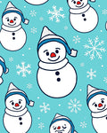 Cute Snowman Snowflakes Winter Scene Rug