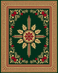 Rich Emerald Floral Vine Border Rug