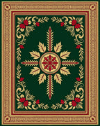 Rich Emerald Floral Vine Border Rug