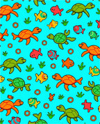 Cute Ocean Turtles and Fish Coral Rug