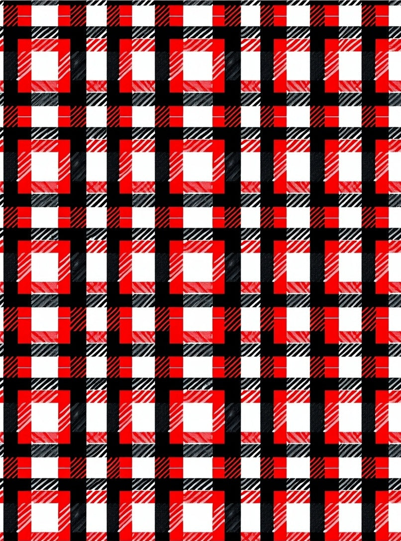 Red black white plaid squares Rug