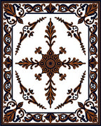 Ornate Black Bronze Floral Medallion Rug