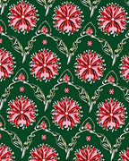 Crimson Floral Swirl Green Rug