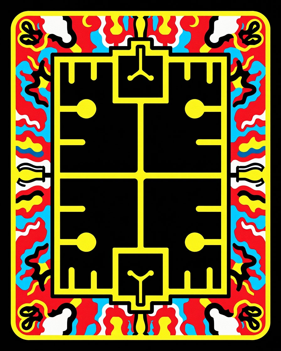 Bold Yellow Geometric Abstract Flow Rug