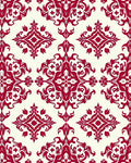 Crimson Damask Scrollwork Medallion Rug