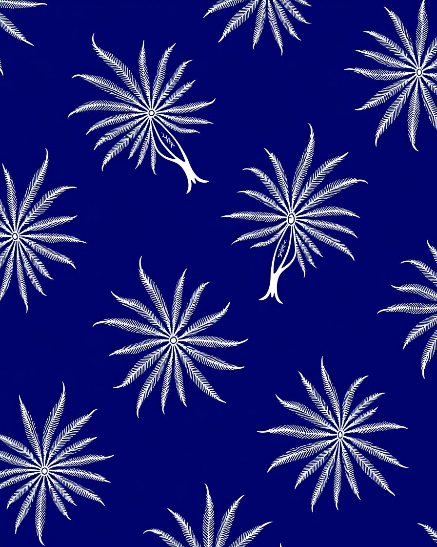 White Palm Tree Silhouette Navy Blue Rug
