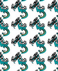 Teal Black White Abstract Swirl Rug