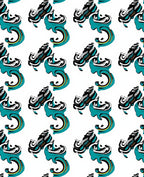 Teal Black White Abstract Swirl Rug