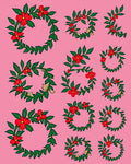 Red Floral Garland Wreath Arrangement Rug