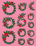 Red Floral Garland Wreath Arrangement Rug
