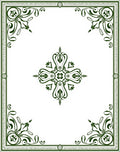 Art Nouveau Green Floral Scroll Rug