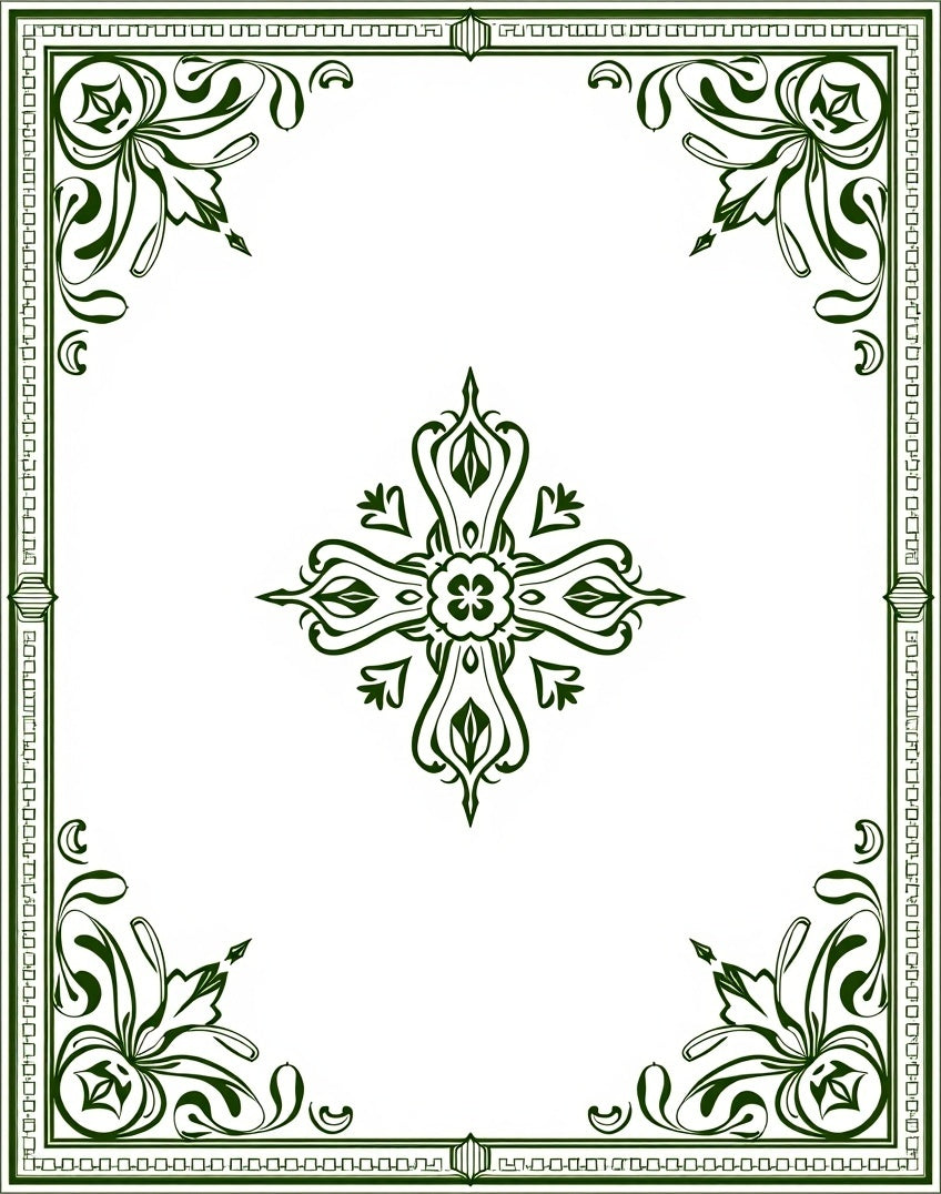 Art Nouveau Green Floral Scroll Rug