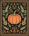 Orange Pumpkin Floral Harvest Rug