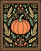 Orange Pumpkin Floral Harvest Rug