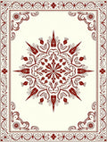 Symmetrical Starburst Bloom Border Artwork Rug