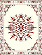 Symmetrical Starburst Bloom Border Artwork Rug