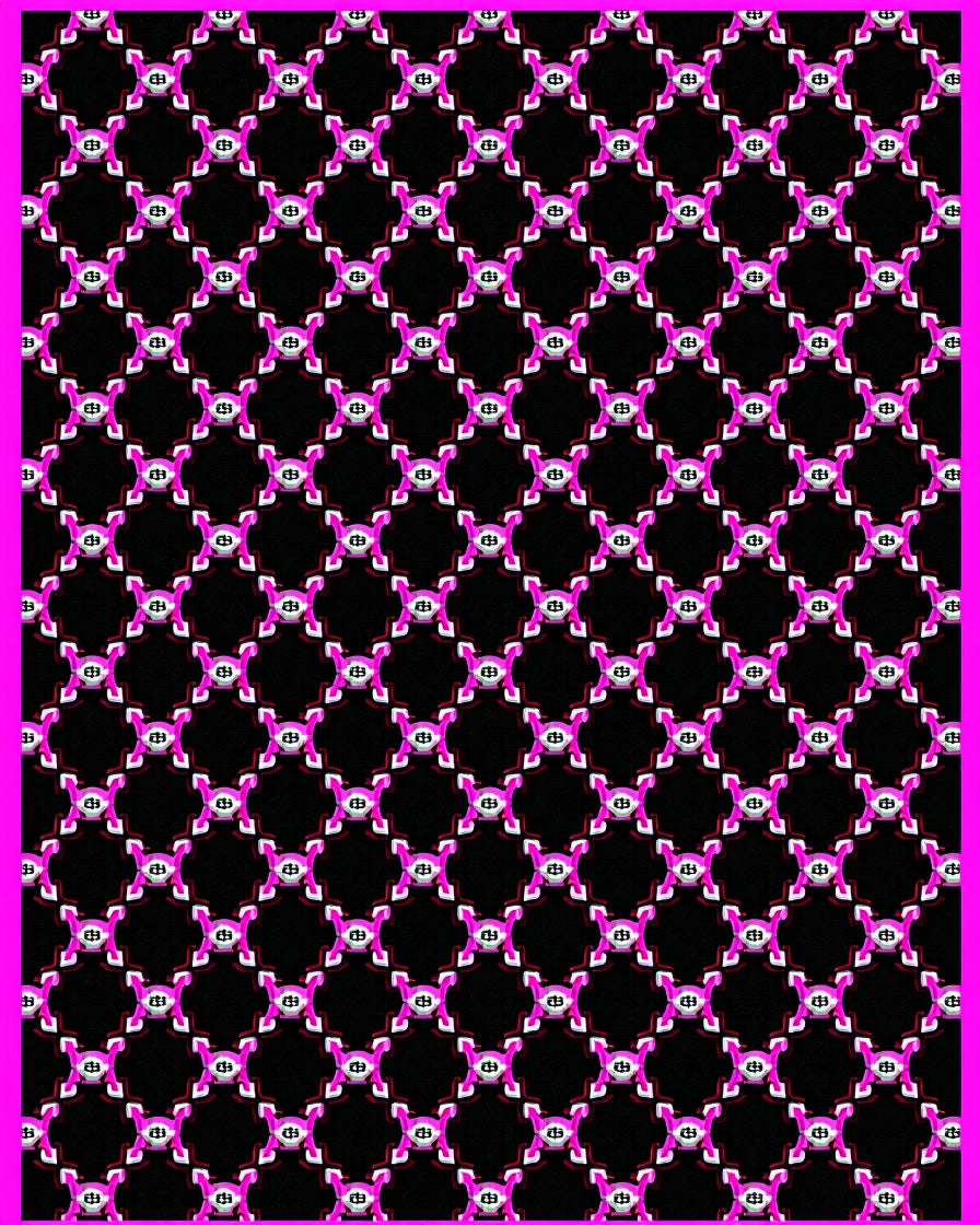 Pink Black Geometric Interlocking Shapes Rug