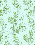 Soft Green Leafy Vine Swirl Rug