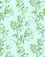 Soft Green Leafy Vine Swirl Rug