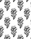 Black White Vintage Floral Bouquet Rug