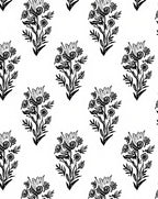 Black White Vintage Floral Bouquet Rug