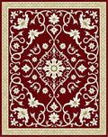 Crimson Ivory Vintage Floral Scroll Rug
