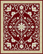 Crimson Ivory Vintage Floral Scroll Rug