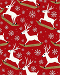 Red White Reindeer Snowflake Celebration Rug