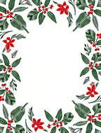 Festive Red Berry Leaf Border Rug