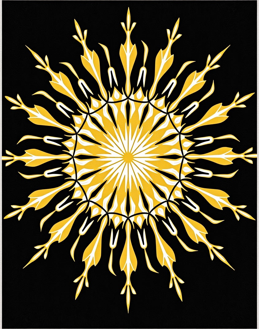 Radiant Yellow Sunburst Mandala Rug