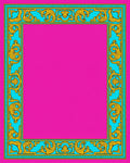 Vibrant Cyan Gold Nouveau Frame Rug