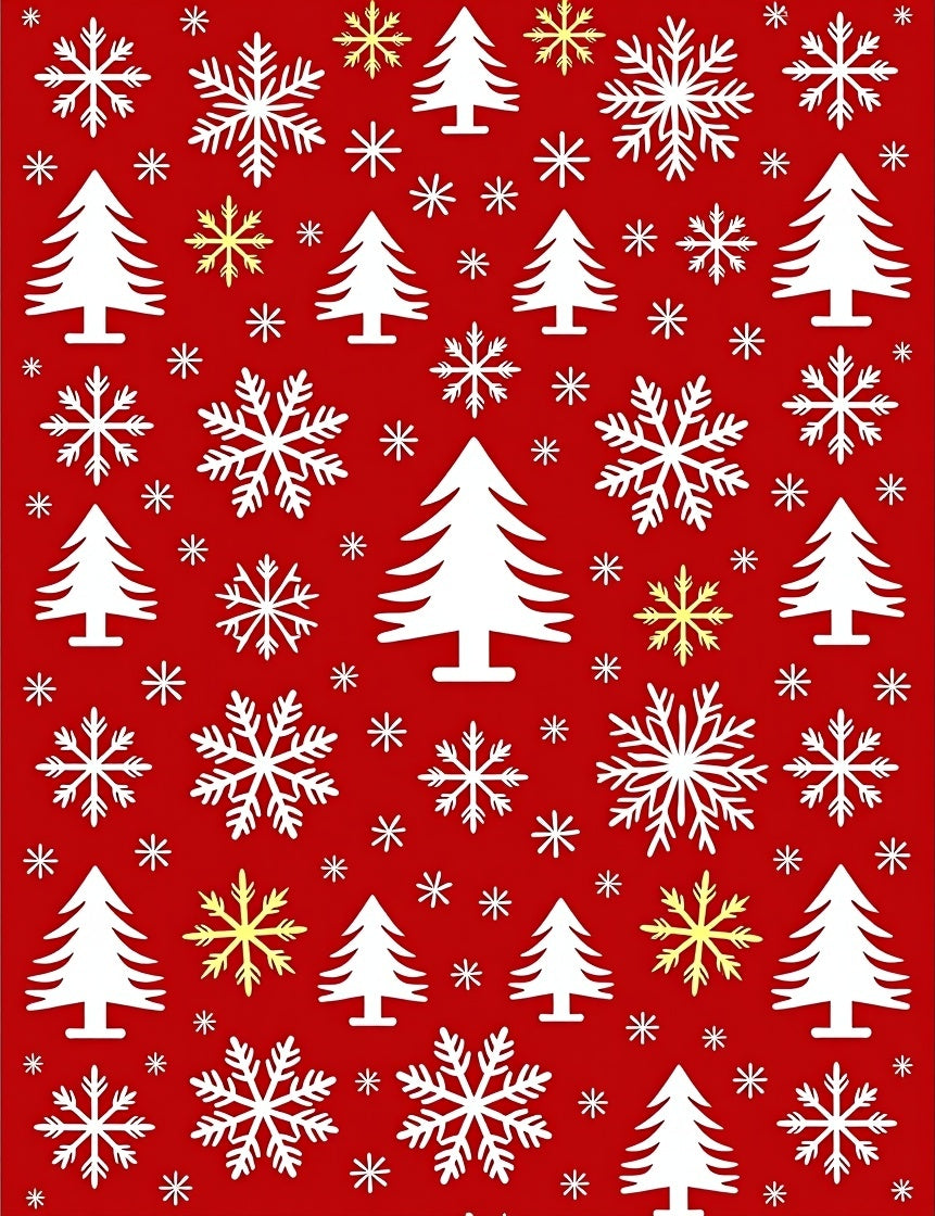 Winter White Tree Snowflake Repeat Rug