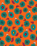 Orange Teal Floral Repeating Elements Rug