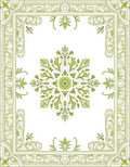Soft Green Floral Corner Medallion Rug