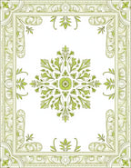 Soft Green Floral Corner Medallion Rug
