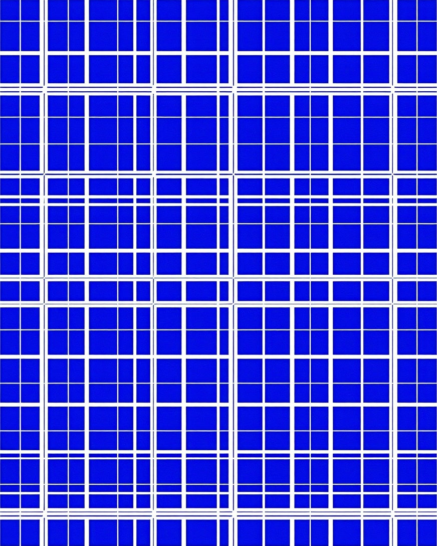 Bold Navy Blue Geometric Grid Rug
