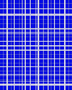 Bold Navy Blue Geometric Grid Rug
