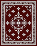 Deep Crimson Floral Medallion Border Rug