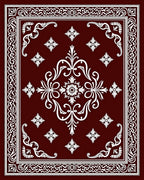 Deep Crimson Floral Medallion Border Rug