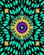 Vibrant Purple Gold Teal Starburst Rug