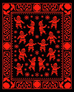 Red Festive Santa Claus Figures Rug