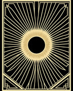 Golden Sunburst Art Deco Geometric Rug