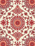Crimson Red Floral Medallion Garden Rug