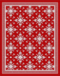 Bold Red White Floral Medallion Rug
