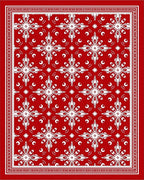 Bold Red White Floral Medallion Rug