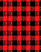 Crimson Black Abstract Plaid Rug