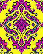 Vibrant Pink Floral Damask Jewel Tone Rug